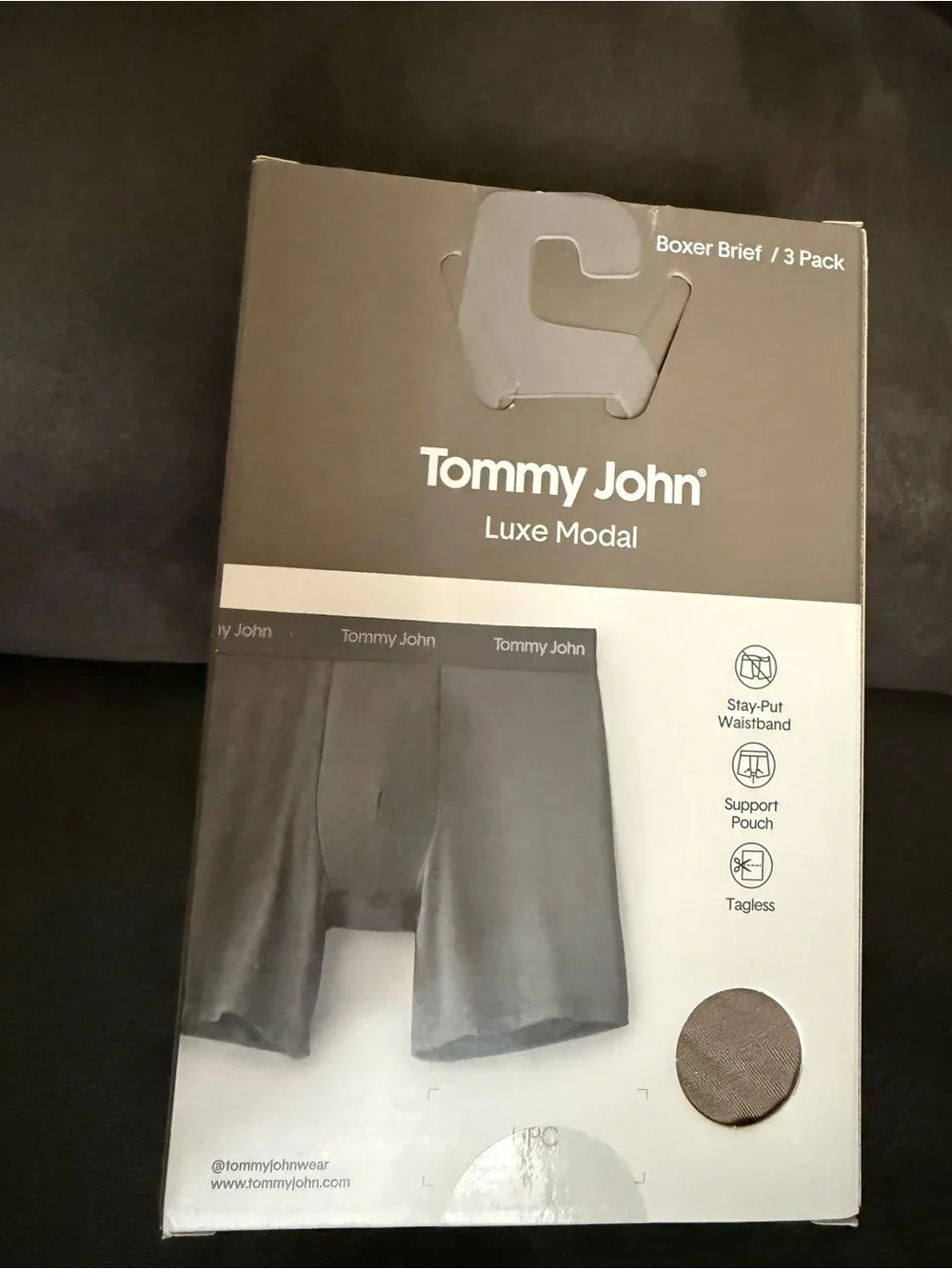 Tommy John Luxe Modal 3-Pack Boxer Briefs in Gray, Blue, Brown